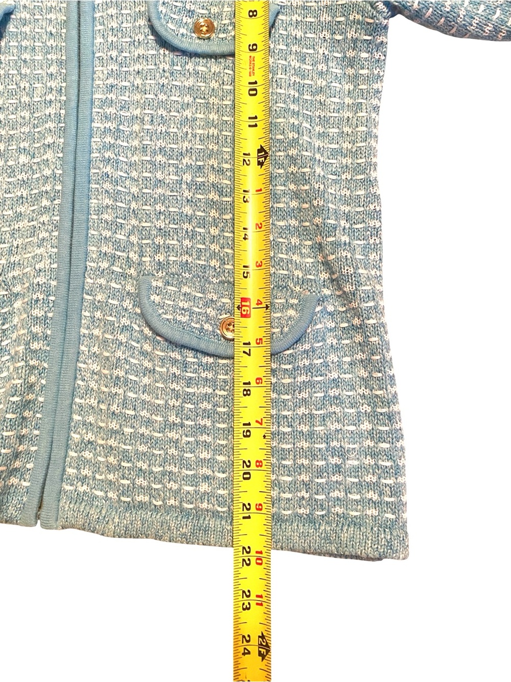 Talbots Soft Teal Tweed Zip-Up Sweater, Size Small - Picture 8 of 8
